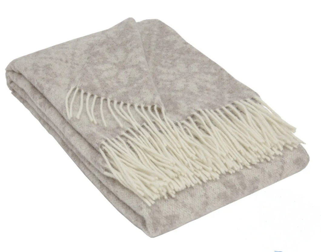 Heimdall norway blanket – snow crystal - 100% pure new wool - melange nature