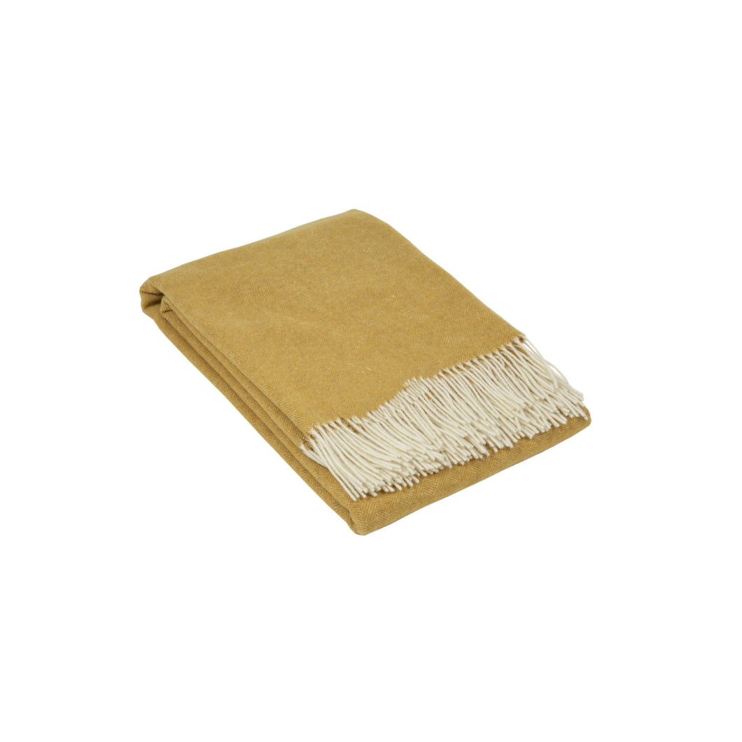 Heimdall norway blanket – stavern – merino wool – mustard yellow